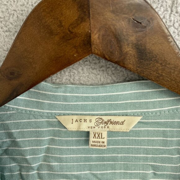 NEW Jachs Girlfriend Women's XXL Green & White Striped Rayon Blouse - Picture 4 of 9